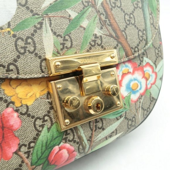 100% Authentic Gucci Padlock Brown & Multicolor Canvas Shoulder Bag - Picture 6 of 12